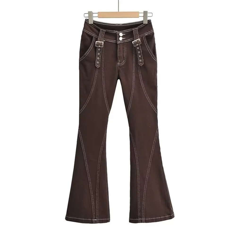 NWOT & Rouge Denim High Waist Buckle Flared Jean